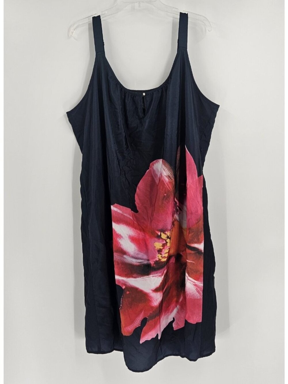 Bryant Women's Size 22 Navy Blue Floral Sleeveless Shift Dress Pink Floral Lined